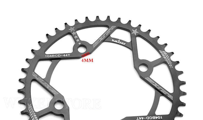 WUZEI 104BCD Round Shape Chainrings 30T 32T 34T 36T 38T 40T 42T 44T 46T 48T 50T 52T Narrow Wide Chain Wheel MTB Bicycle Parts