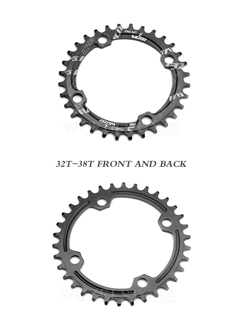 WUZEI 104BCD Round Shape Chainrings 30T 32T 34T 36T 38T 40T 42T 44T 46T 48T 50T 52T Narrow Wide Chain Wheel MTB Bicycle Parts