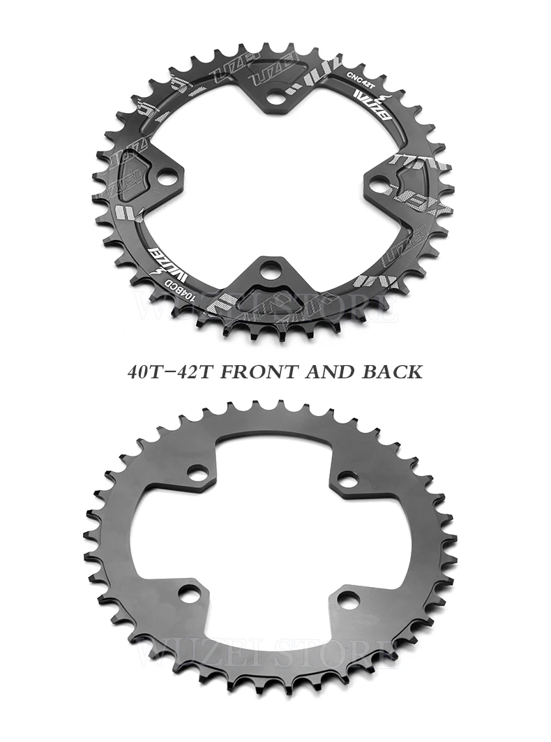 WUZEI 104BCD Round Shape Chainrings 30T 32T 34T 36T 38T 40T 42T 44T 46T 48T 50T 52T Narrow Wide Chain Wheel MTB Bicycle Parts