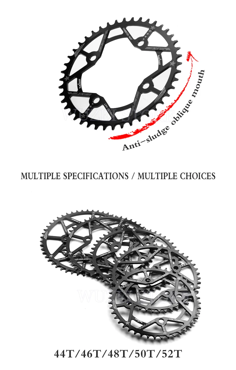 WUZEI 104BCD Round Shape Chainrings 30T 32T 34T 36T 38T 40T 42T 44T 46T 48T 50T 52T Narrow Wide Chain Wheel MTB Bicycle Parts
