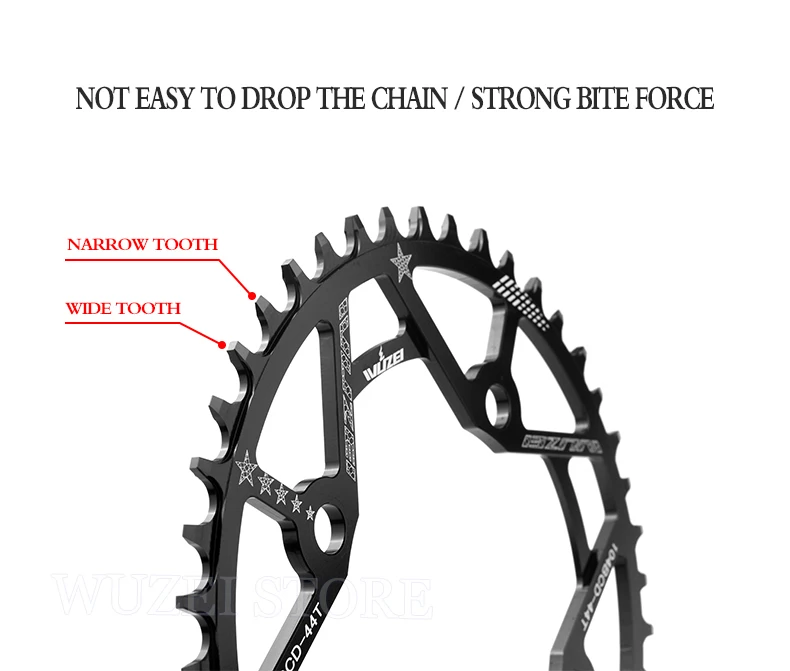 WUZEI 104BCD Round Shape Chainrings 30T 32T 34T 36T 38T 40T 42T 44T 46T 48T 50T 52T Narrow Wide Chain Wheel MTB Bicycle Parts