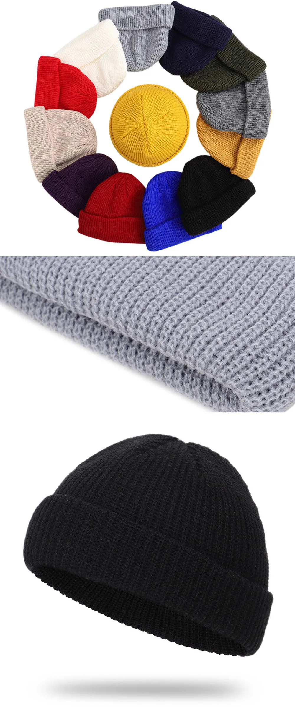 Winter Warm Beanies Casual Short Thread Hip Hop Hat Adult Men Female Wool Knitted Skull Cap Elastic Unisex