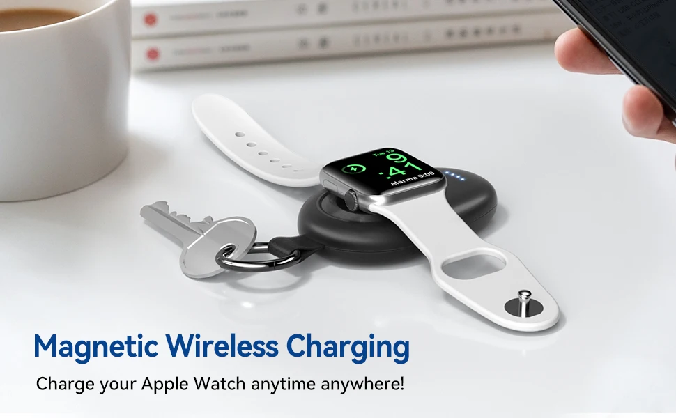 Portable Charger for Apple Watch Series 9/8/7/6/5/4/3/2/SE/Ultra Travel Power Bank Wireless Keychain Charger Watch Spare Battery
