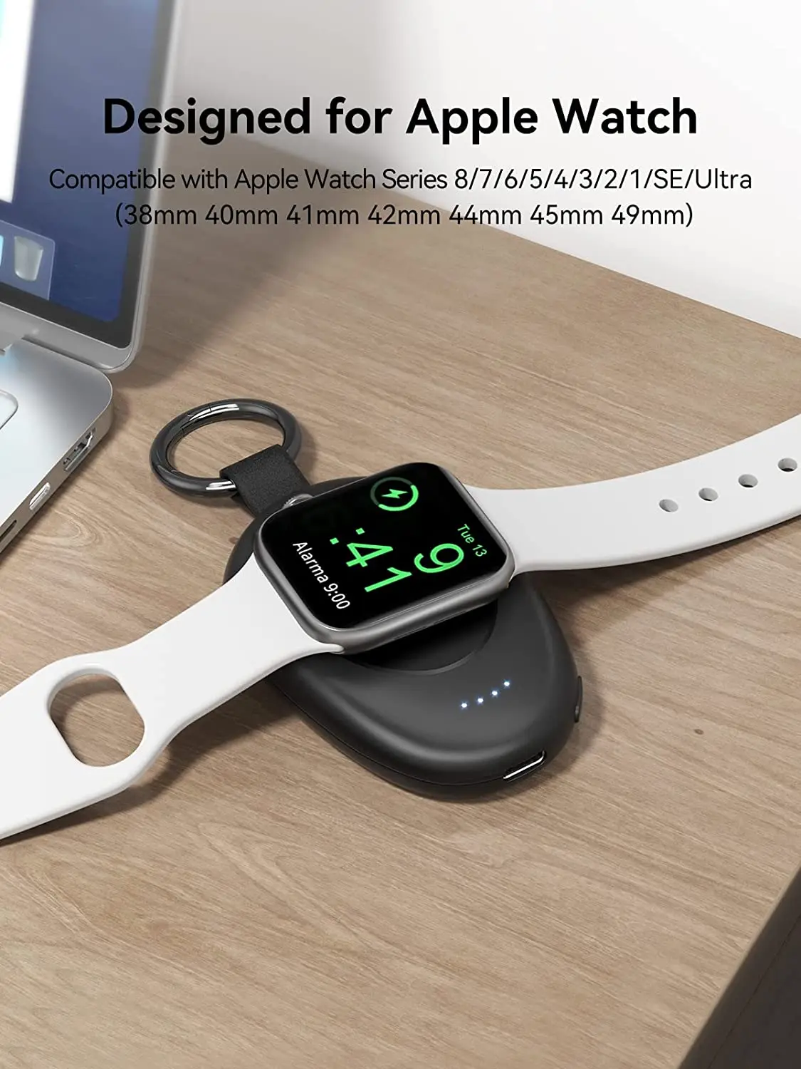 Portable Charger for Apple Watch Series 9/8/7/6/5/4/3/2/SE/Ultra Travel Power Bank Wireless Keychain Charger Watch Spare Battery