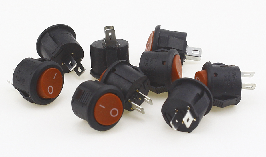5pcs/10pcs 16mm Diameter Small Round Boat Rocker Switches Black Mini Round Black White Red 2 Pin ON-OFF Rocker Switch
