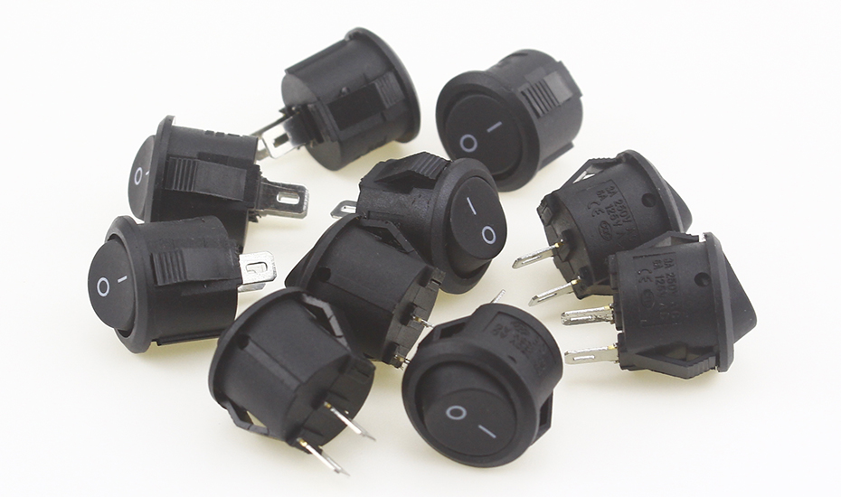 5pcs/10pcs 16mm Diameter Small Round Boat Rocker Switches Black Mini Round Black White Red 2 Pin ON-OFF Rocker Switch