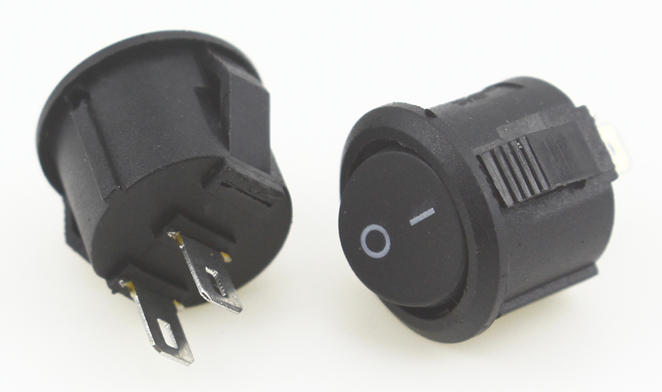 5pcs/10pcs 16mm Diameter Small Round Boat Rocker Switches Black Mini Round Black White Red 2 Pin ON-OFF Rocker Switch