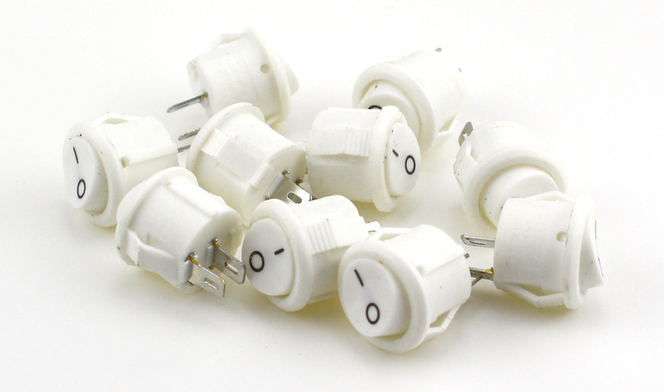 5pcs/10pcs 16mm Diameter Small Round Boat Rocker Switches Black Mini Round Black White Red 2 Pin ON-OFF Rocker Switch