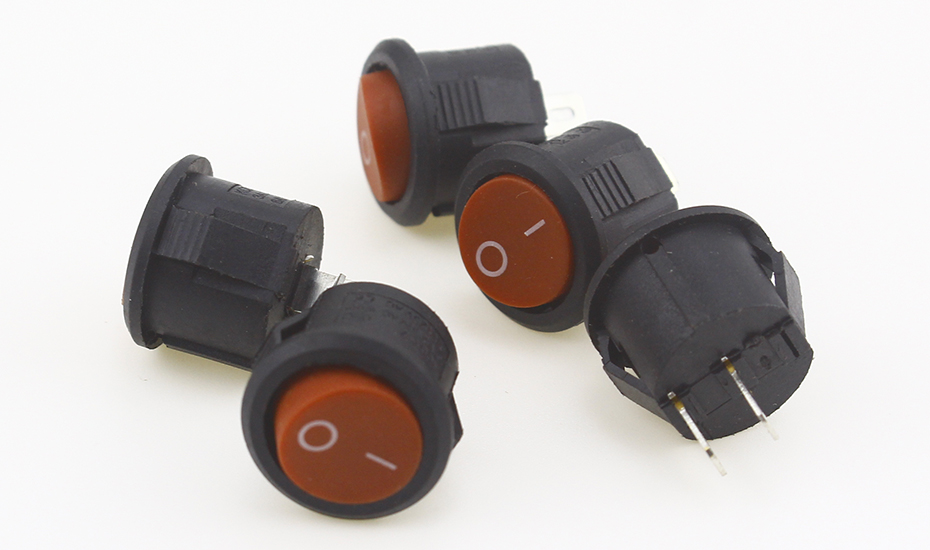 5pcs/10pcs 16mm Diameter Small Round Boat Rocker Switches Black Mini Round Black White Red 2 Pin ON-OFF Rocker Switch