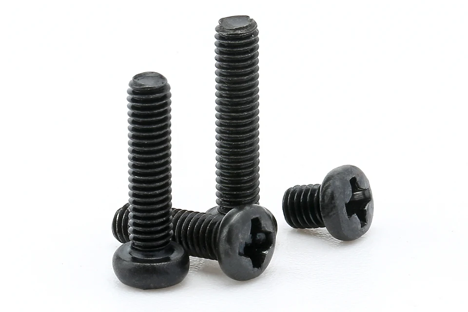NINDEJIN 10-100pcs Cross Recessed Round Head Laptop Screw M1 M1.2 M1.4 M1.7 M2 M2.5 M3 M4 M5 M6 Carbon Steel Black Machine Screw
