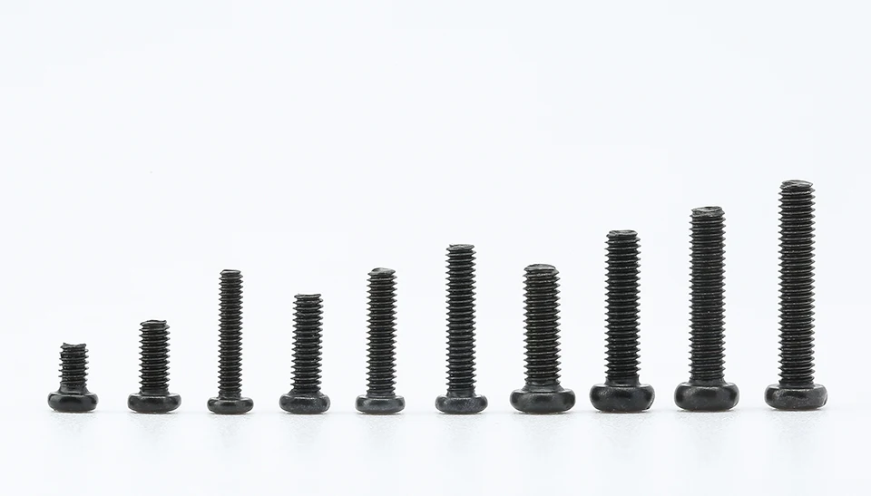 NINDEJIN 10-100pcs Cross Recessed Round Head Laptop Screw M1 M1.2 M1.4 M1.7 M2 M2.5 M3 M4 M5 M6 Carbon Steel Black Machine Screw
