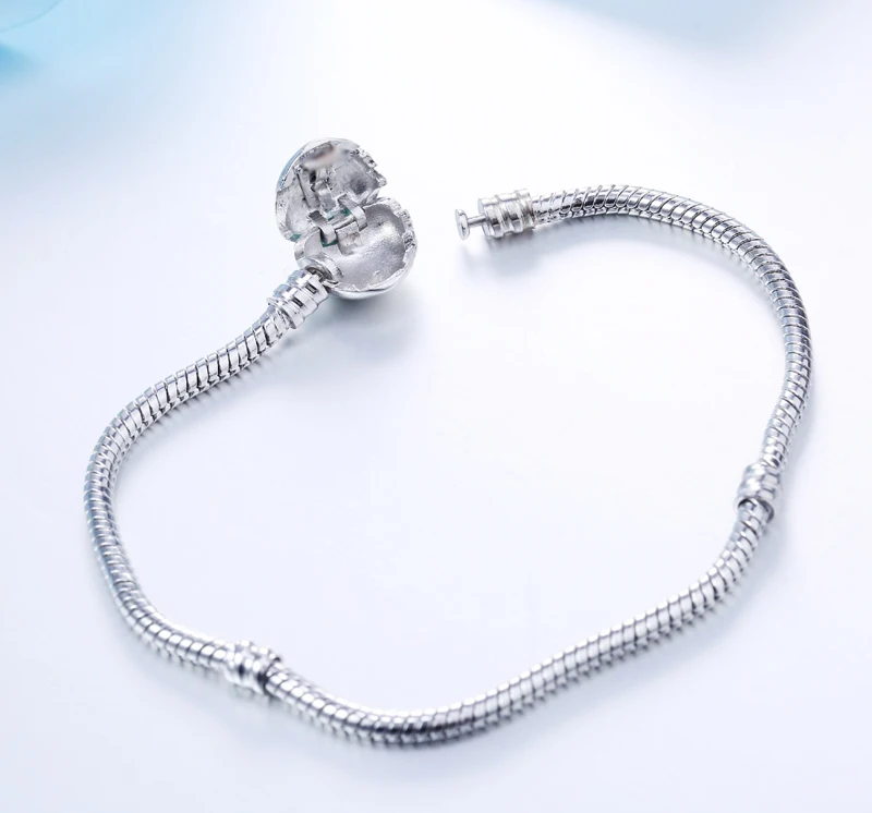 Big Sale Handmade Pan Bracelets for Women Original 925 Sterling Silver Heart Snake Chain Bangle Bracelet DIY Jewelry Fit Beads