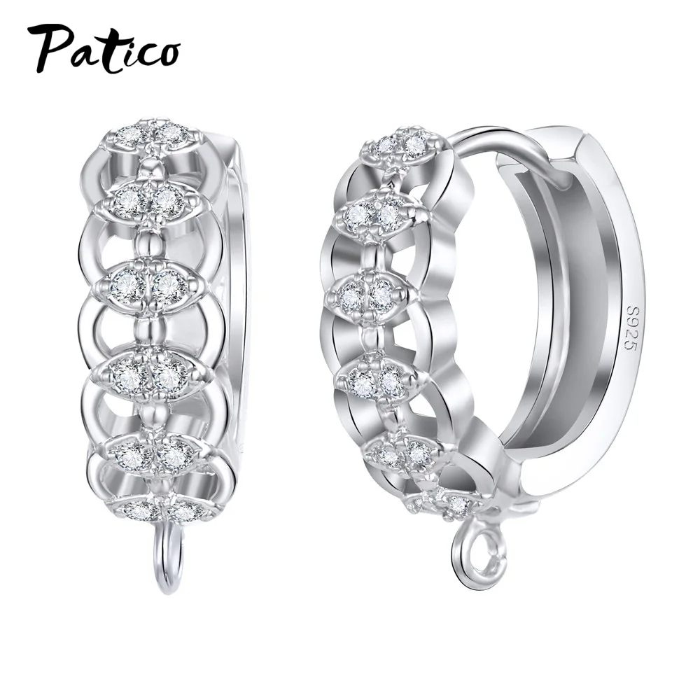 Wholesale 925 Sterling Silver Hook Earring DIY Accessories Crystal AAA Cubic Zirconia Handmade Earrings Jewelry Making Findings