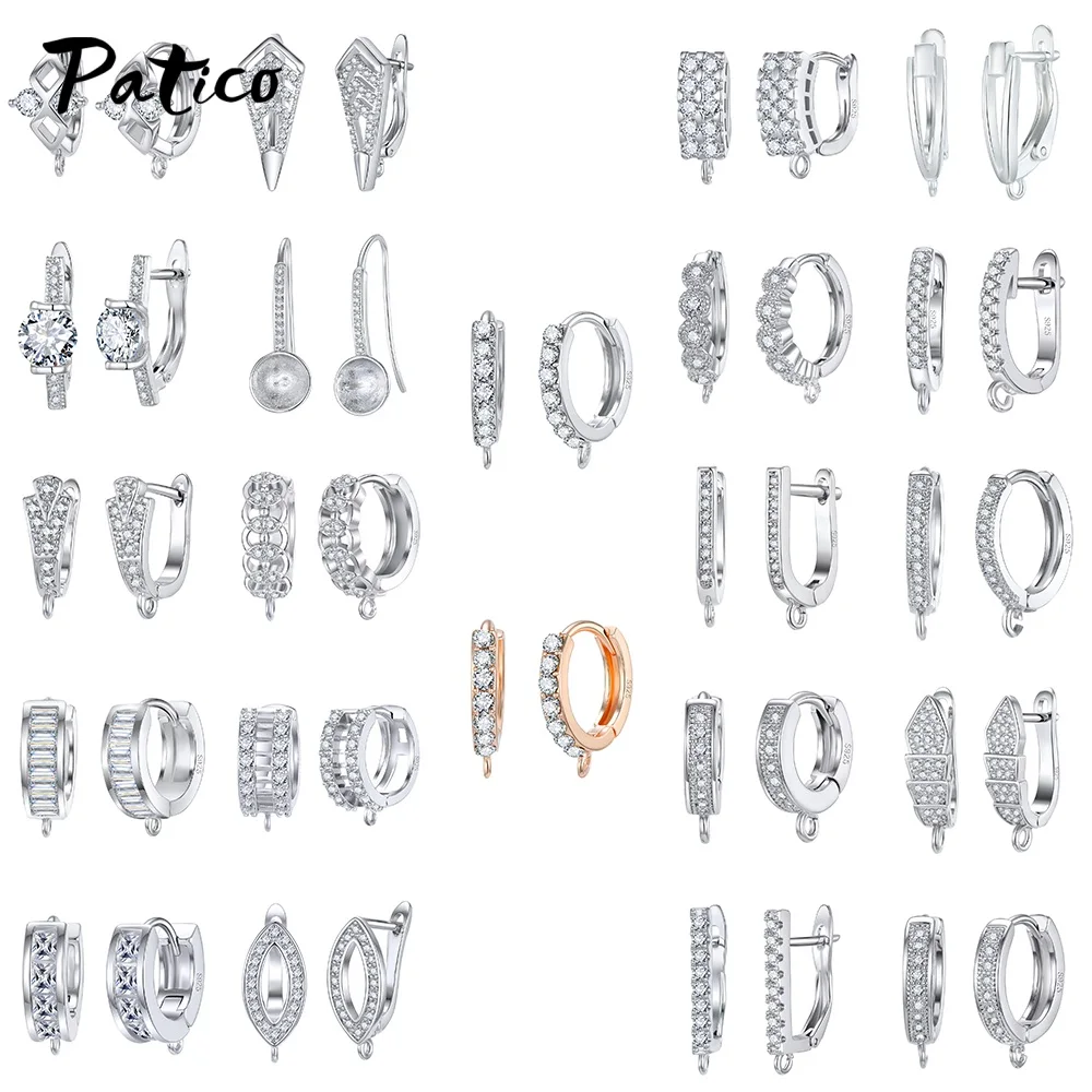 Wholesale 925 Sterling Silver Hook Earring DIY Accessories Crystal AAA Cubic Zirconia Handmade Earrings Jewelry Making Findings