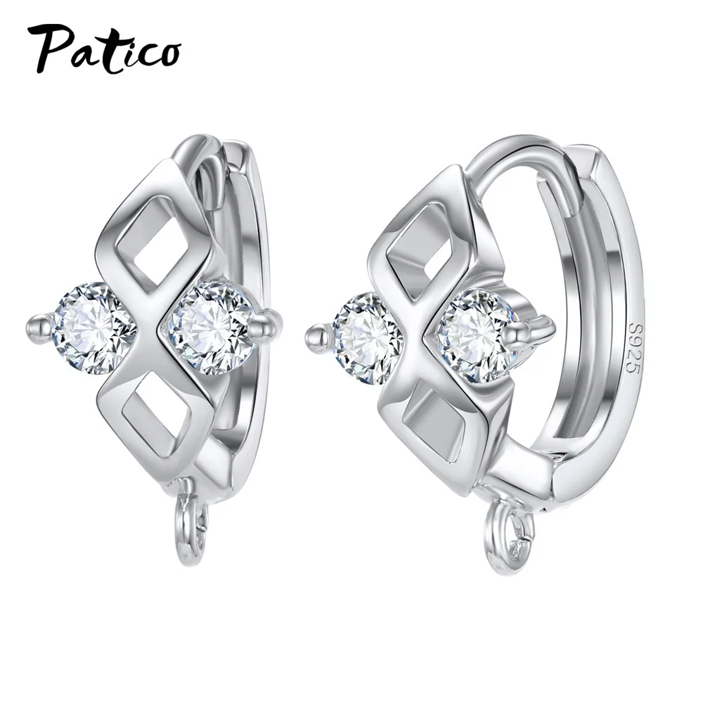 Wholesale 925 Sterling Silver Hook Earring DIY Accessories Crystal AAA Cubic Zirconia Handmade Earrings Jewelry Making Findings