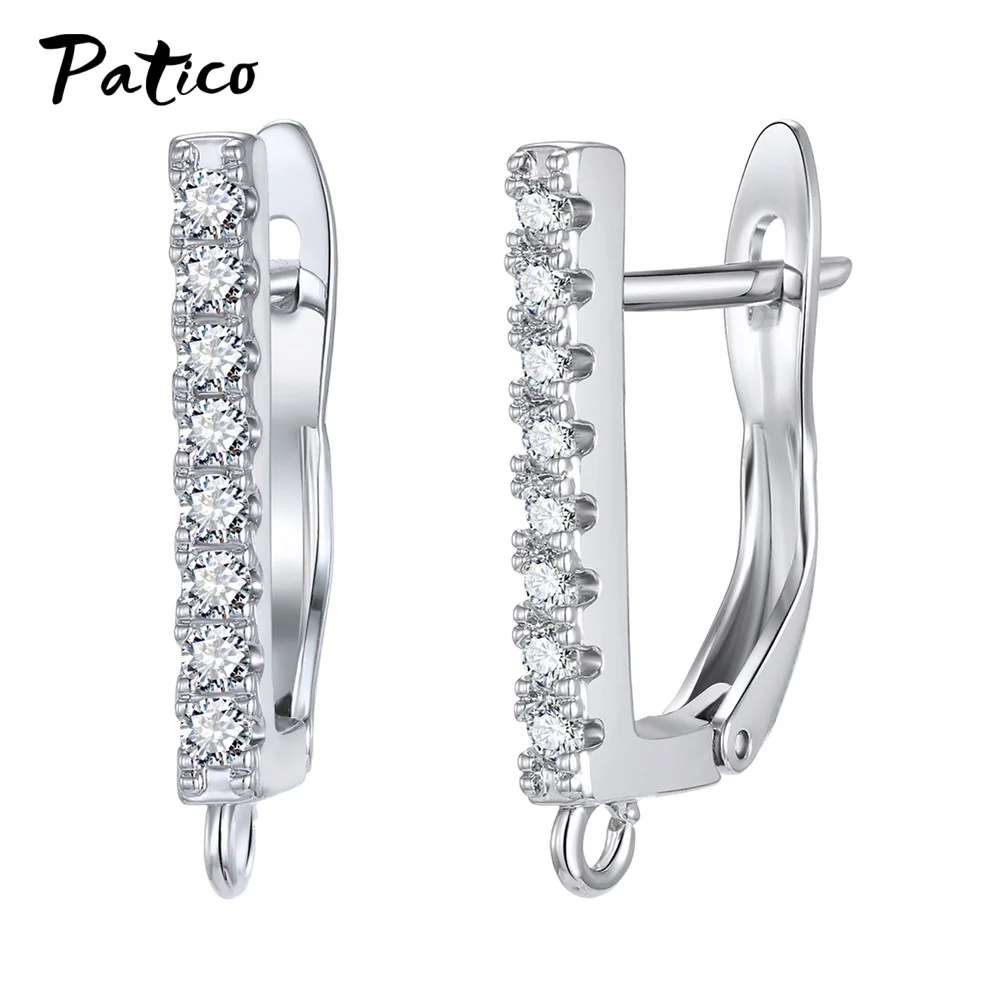 Wholesale 925 Sterling Silver Hook Earring DIY Accessories Crystal AAA Cubic Zirconia Handmade Earrings Jewelry Making Findings