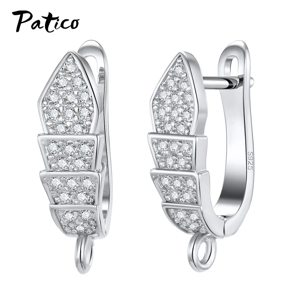 Wholesale 925 Sterling Silver Hook Earring DIY Accessories Crystal AAA Cubic Zirconia Handmade Earrings Jewelry Making Findings
