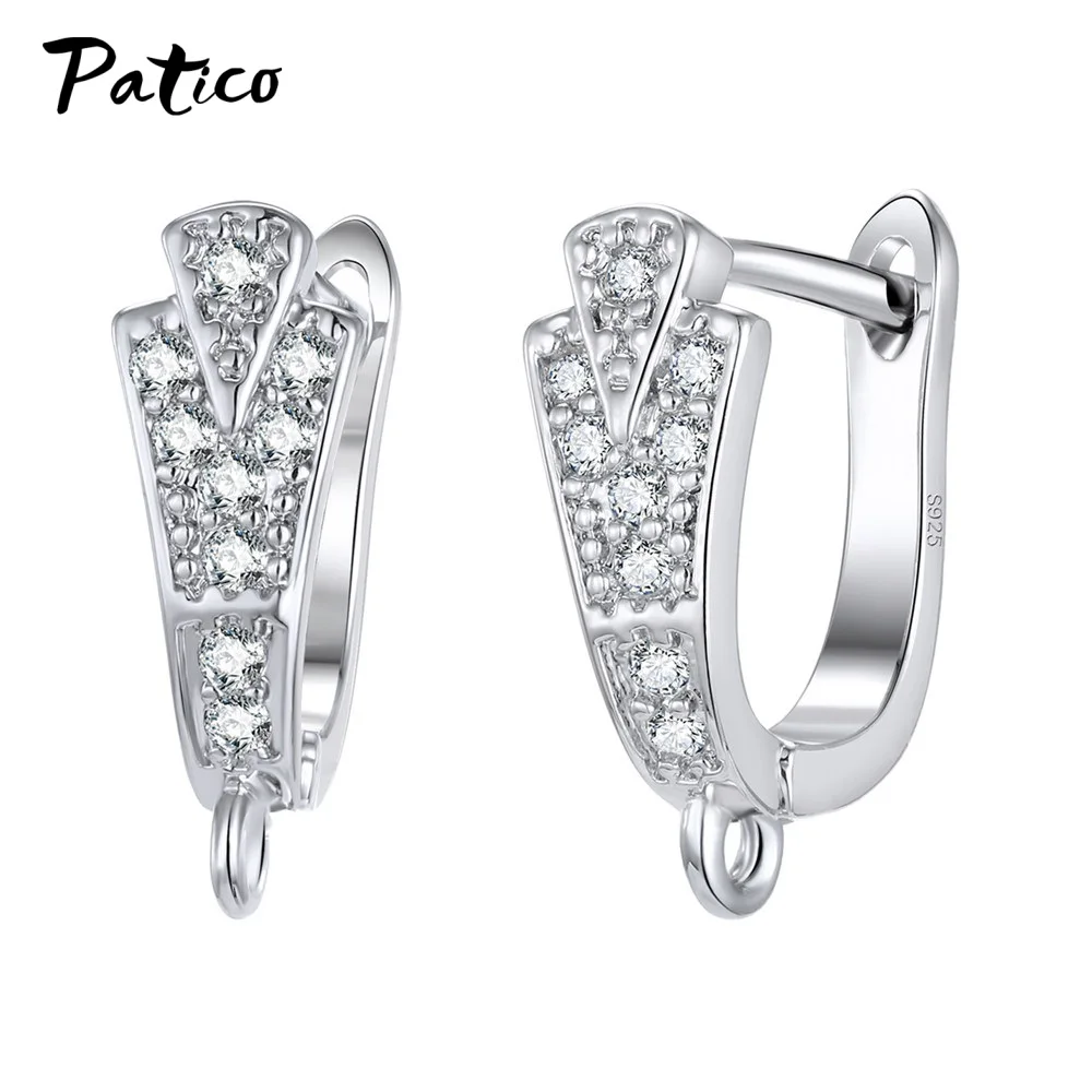 Wholesale 925 Sterling Silver Hook Earring DIY Accessories Crystal AAA Cubic Zirconia Handmade Earrings Jewelry Making Findings