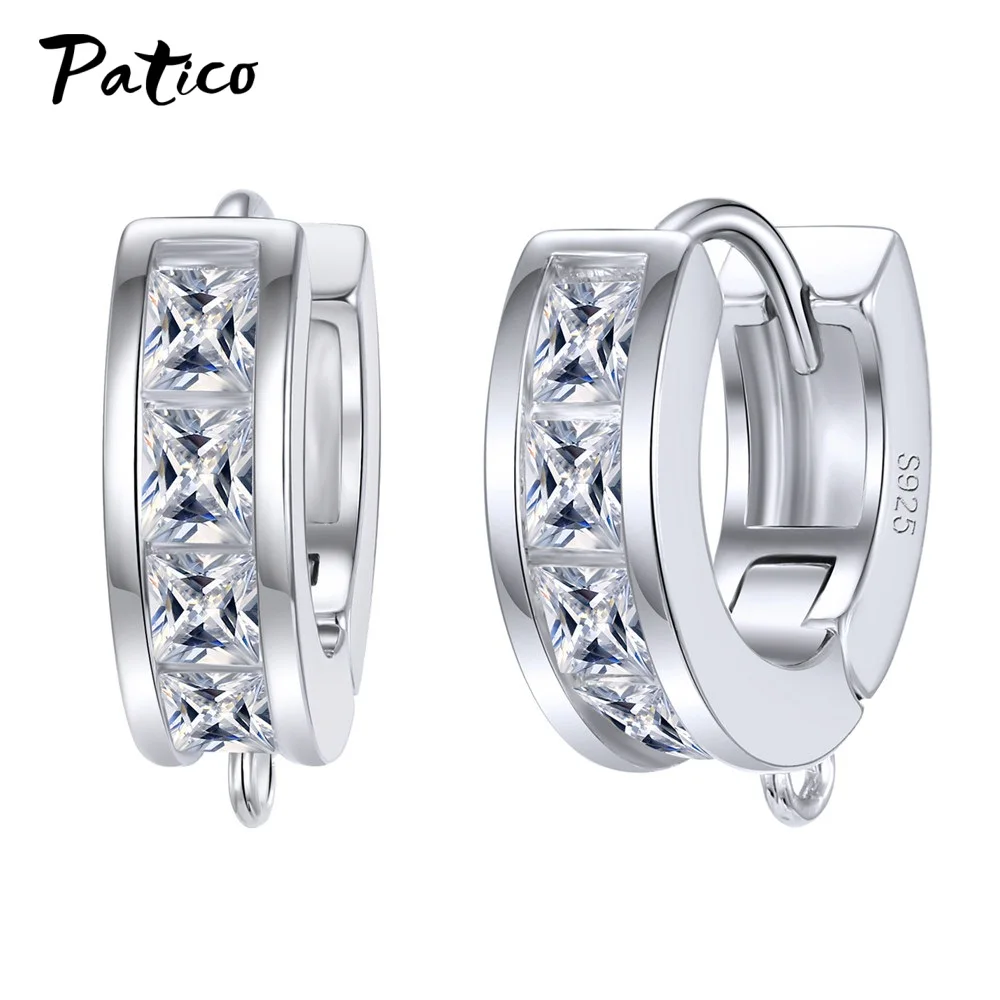 Wholesale 925 Sterling Silver Hook Earring DIY Accessories Crystal AAA Cubic Zirconia Handmade Earrings Jewelry Making Findings
