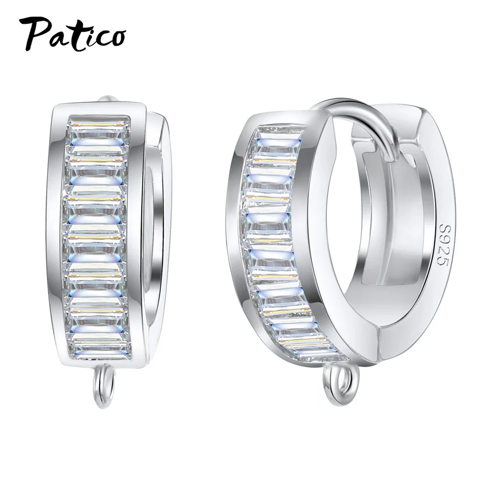Wholesale 925 Sterling Silver Hook Earring DIY Accessories Crystal AAA Cubic Zirconia Handmade Earrings Jewelry Making Findings