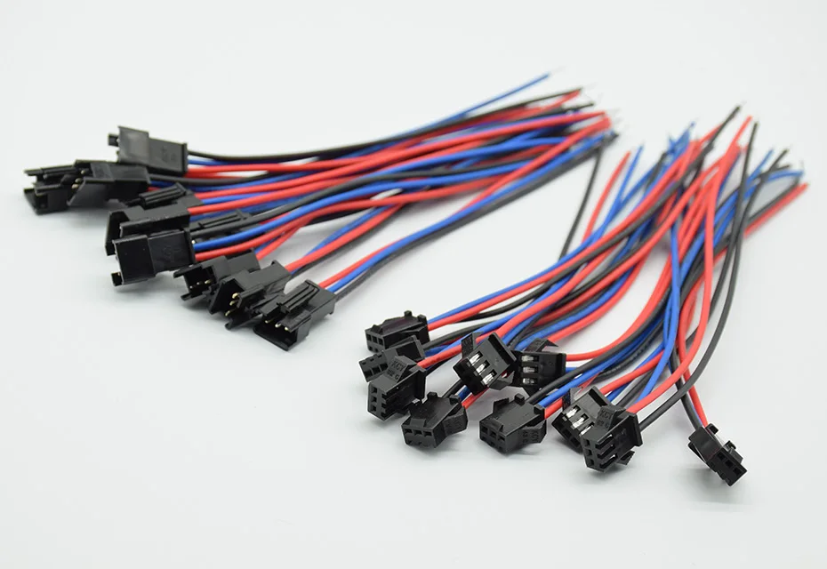 5pairs/10pcs 2pin 3pin 4pin JST LED Connectors 15cm Long Male and Female Connector for 3528 5050 WS2811 WS2812 LED Strip Tape