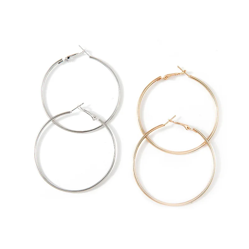 Fashion Large Hoop Earrings 40mm 60mm 80mm Big Smooth Circle Earrings Round Brincos Loop Earrings for Women Jewelry Party Gifts