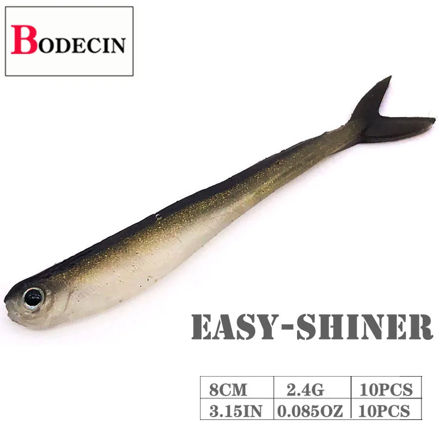 Easy Shiner Wobbler For Pike Tackle Fishing Lure Tail Jig Head Artificial Bait Soft Rubber Worms Carp Drop Shot Swimbait 10pcs