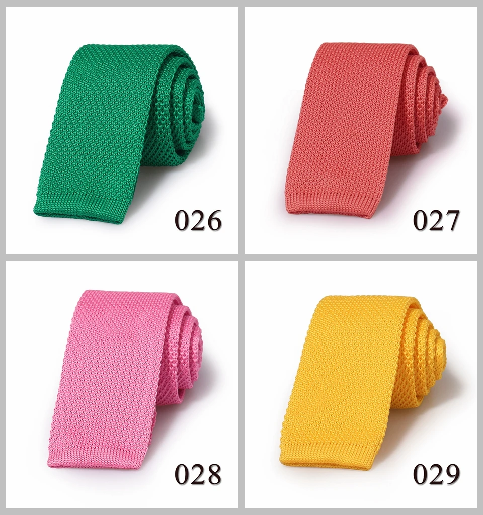 HUISHI Slim Fashion Knitted Ties for Men 5.5 cm Solid Black White Gray Blue Burgundy Knitted Tie