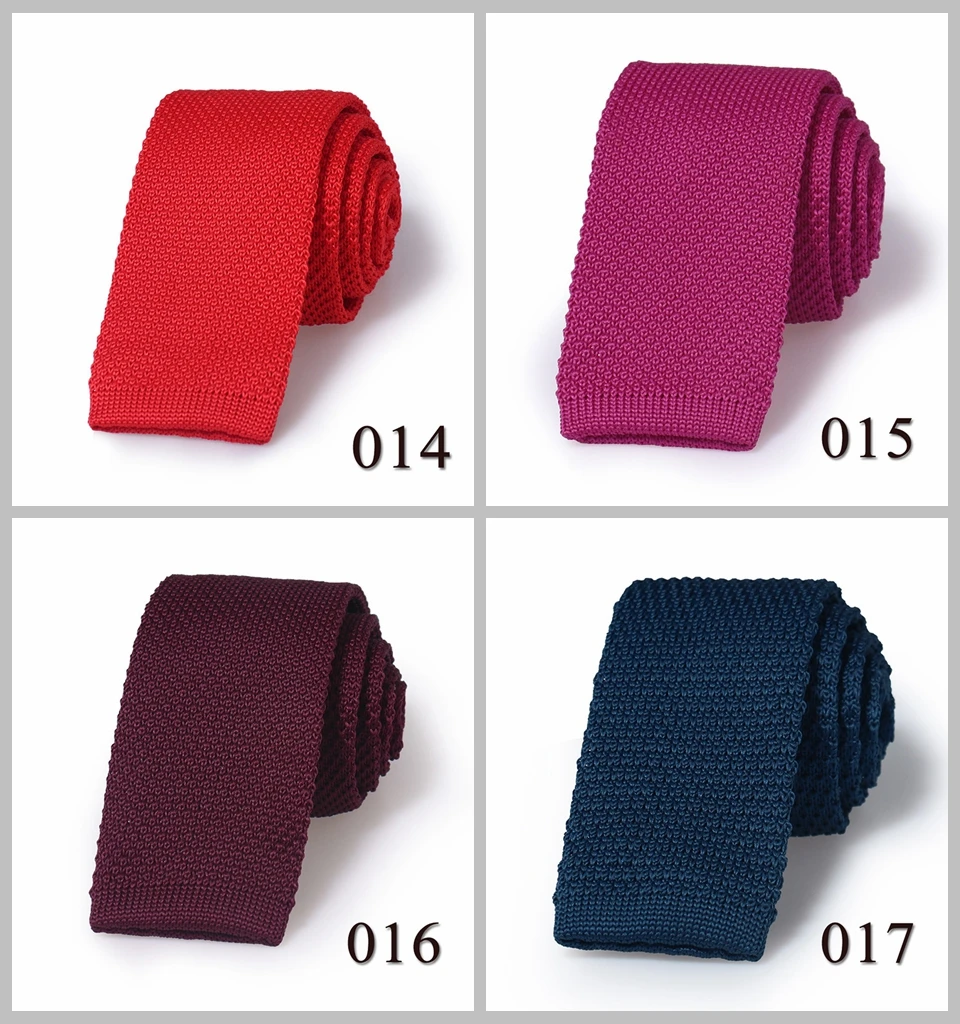 HUISHI Slim Fashion Knitted Ties for Men 5.5 cm Solid Black White Gray Blue Burgundy Knitted Tie