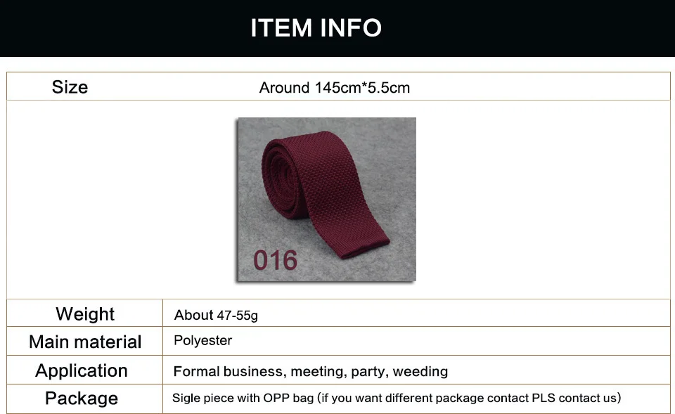 HUISHI Slim Fashion Knitted Ties for Men 5.5 cm Solid Black White Gray Blue Burgundy Knitted Tie