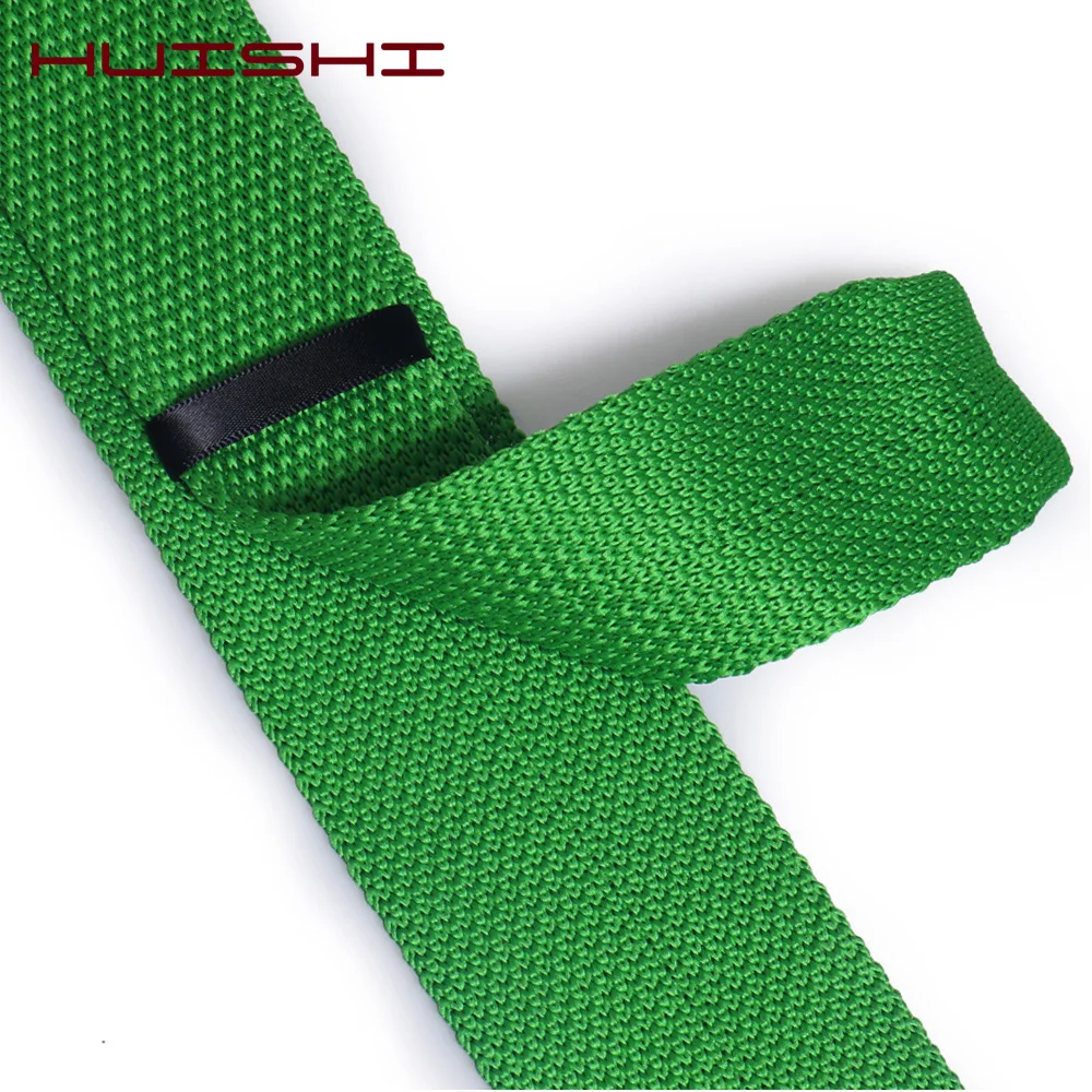 HUISHI Slim Fashion Knitted Ties for Men 5.5 cm Solid Black White Gray Blue Burgundy Knitted Tie