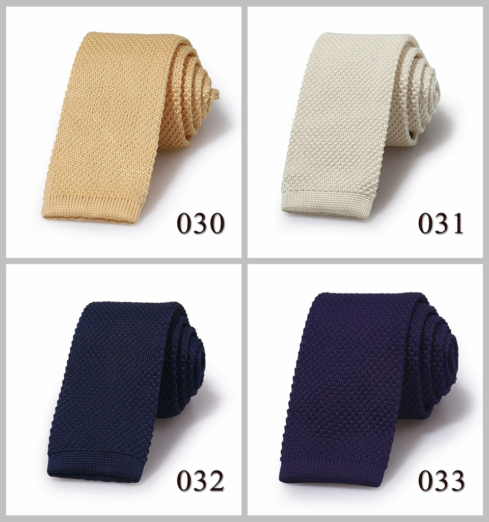 HUISHI Slim Fashion Knitted Ties for Men 5.5 cm Solid Black White Gray Blue Burgundy Knitted Tie