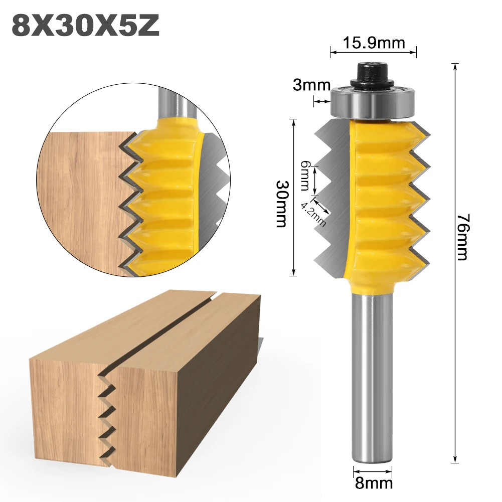 8mm Shank Raised panel"V"joint Bits Finger Joint Glue Milling Cutter for Wood Tenon Woodwork Cone Tenon Milling Tenoning Machine