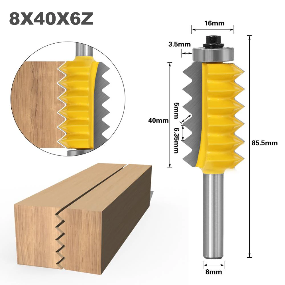 8mm Shank Raised panel"V"joint Bits Finger Joint Glue Milling Cutter for Wood Tenon Woodwork Cone Tenon Milling Tenoning Machine