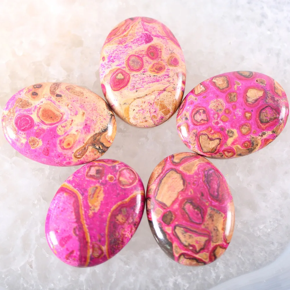 CAB Cabochon Stone 30x40MM Natural Green Malachite Pink Crystal Blue Onyx Bead for DIY Jewelry 1Pcs