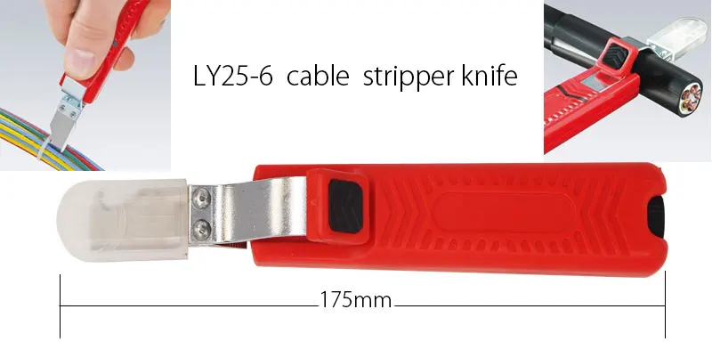 Electrician Wire Stripper Knife Rubber Handle Hand Stripping Tool for 4-50mm PVC, Silicone Rubber PTFE Cable