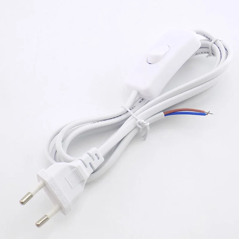 1.8m AC Power Supply Cord On-Off Switch Two-Pin Extension Cords Cable Type Adapter Line For LED Light Lamp EU US Plug