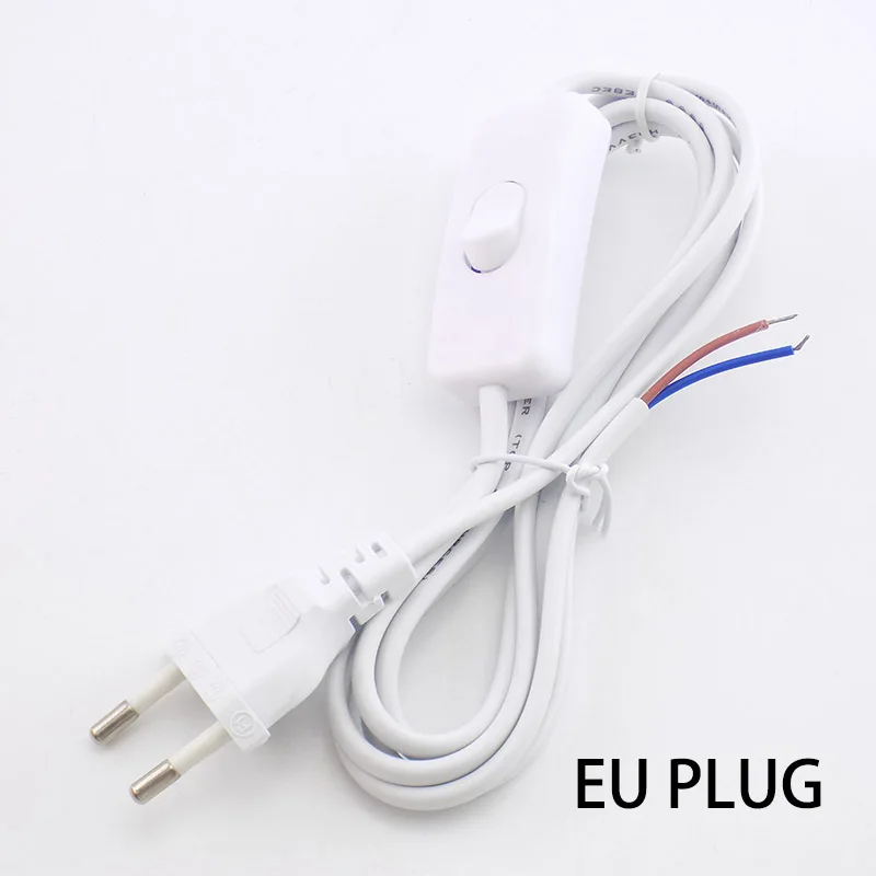 1.8m AC Power Supply Cord On-Off Switch Two-Pin Extension Cords Cable Type Adapter Line For LED Light Lamp EU US Plug