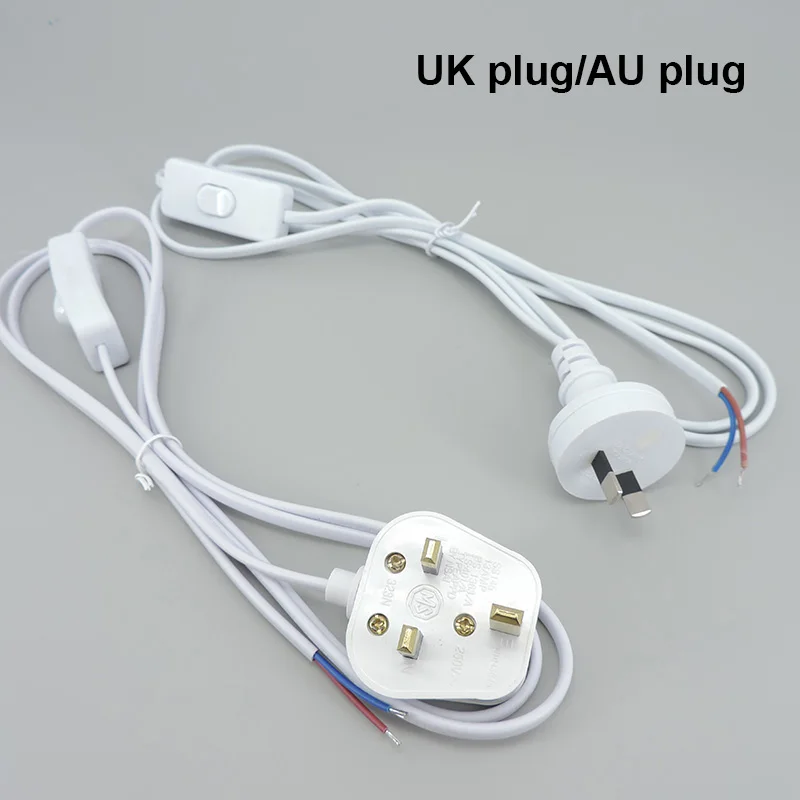 1.8m AC Power Supply Cord On-Off Switch Two-Pin Extension Cords Cable Type Adapter Line For LED Light Lamp EU US Plug