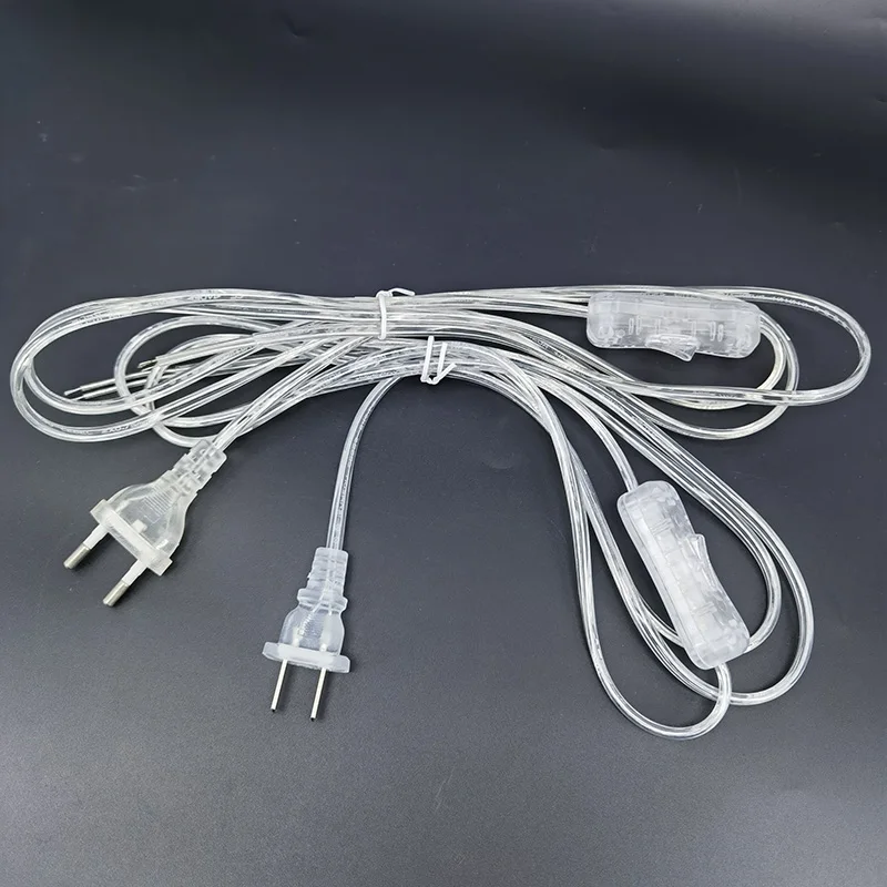 1.8m AC Power Supply Cord On-Off Switch Two-Pin Extension Cords Cable Type Adapter Line For LED Light Lamp EU US Plug
