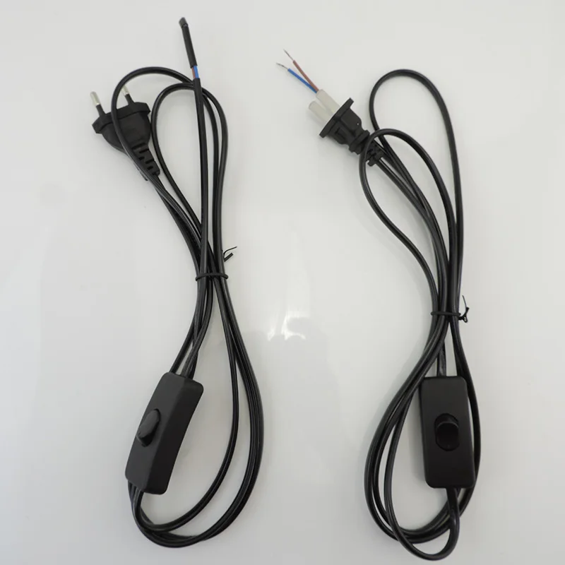 1.8m AC Power Supply Cord On-Off Switch Two-Pin Extension Cords Cable Type Adapter Line For LED Light Lamp EU US Plug