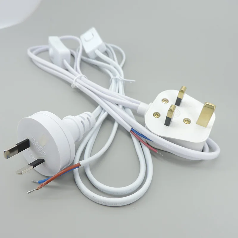 1.8m AC Power Supply Cord On-Off Switch Two-Pin Extension Cords Cable Type Adapter Line For LED Light Lamp EU US Plug