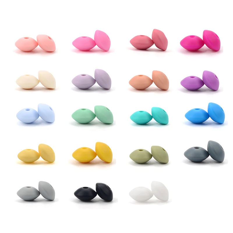 LOFCA 20pcs Silicone Lentil Beads 12mm BPA Free DIY For Silicone Jewelry Bracelet Necklace Accessories For Making Bracelets