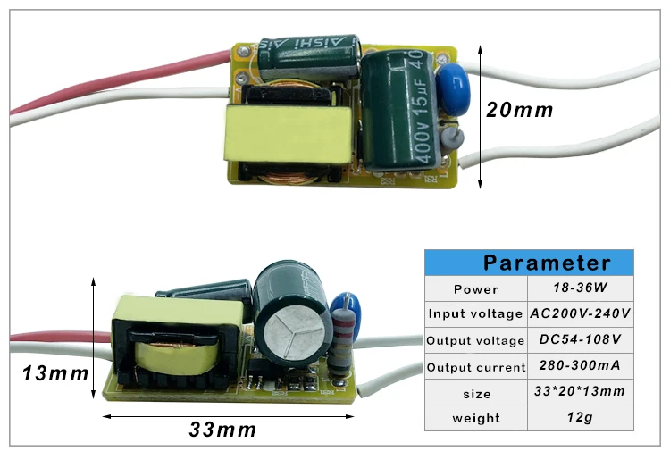8-50W LED Lamp Driver Light Transformer Input AC175-265V Power Supply Adapter 280mA-300mA Current for LED Spot light Bulb Chip