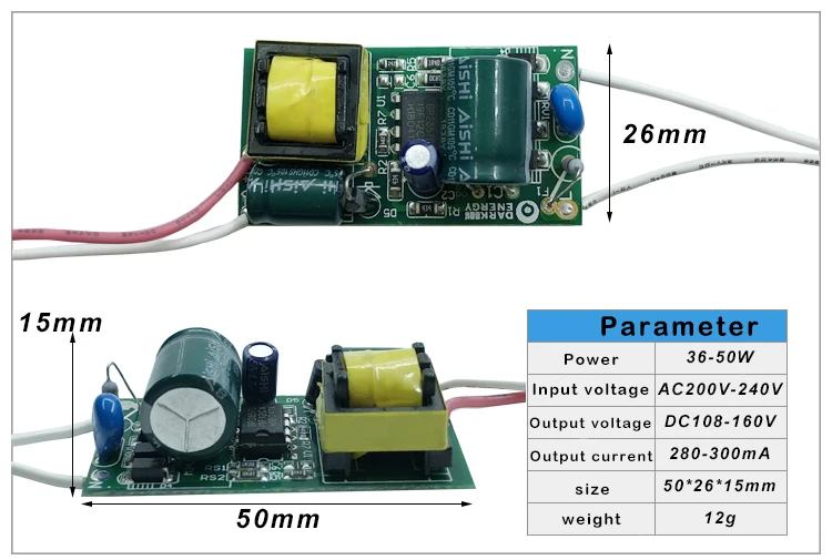 8-50W LED Lamp Driver Light Transformer Input AC175-265V Power Supply Adapter 280mA-300mA Current for LED Spot light Bulb Chip