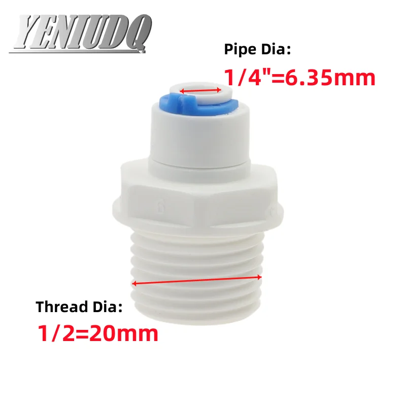 1/4" 3/8" Water Filter Quick Connector to 1/2" 3/4" Male Thread/Female Thread Straight Connectors RO Water Filter Fitting