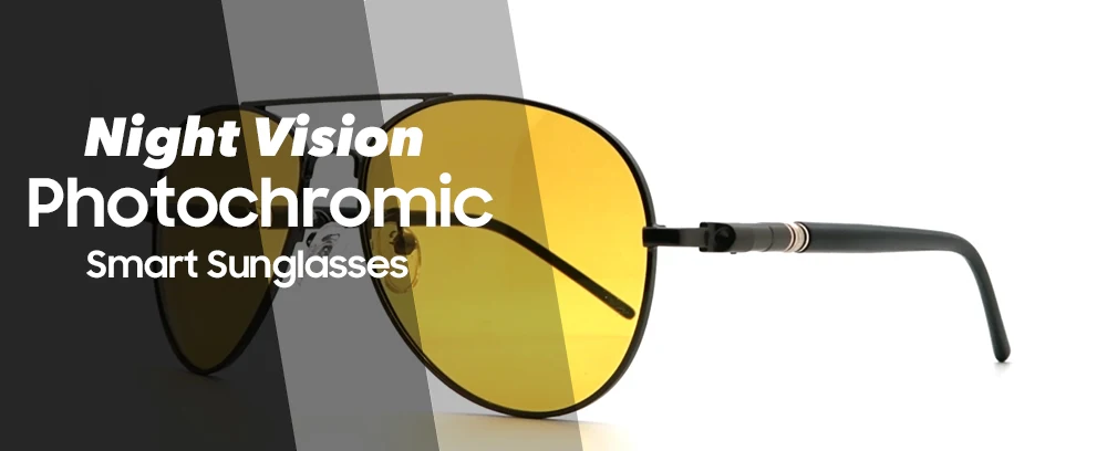 VIVIBEE Men Photochromic Night Vision Polarizing Sun Glasses Pilot Style Aluminum Women Polarized Driving Sunglasses Yellow