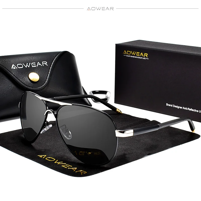 AOWEAR Brand Designer Polarized Sunglasses Men Aviation Coating Mirror Sun Glasses for Man Women Oculos Gafas Lentes De Sol