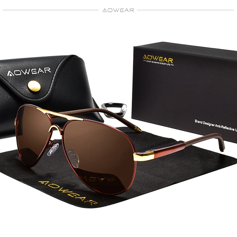 AOWEAR Brand Designer Polarized Sunglasses Men Aviation Coating Mirror Sun Glasses for Man Women Oculos Gafas Lentes De Sol