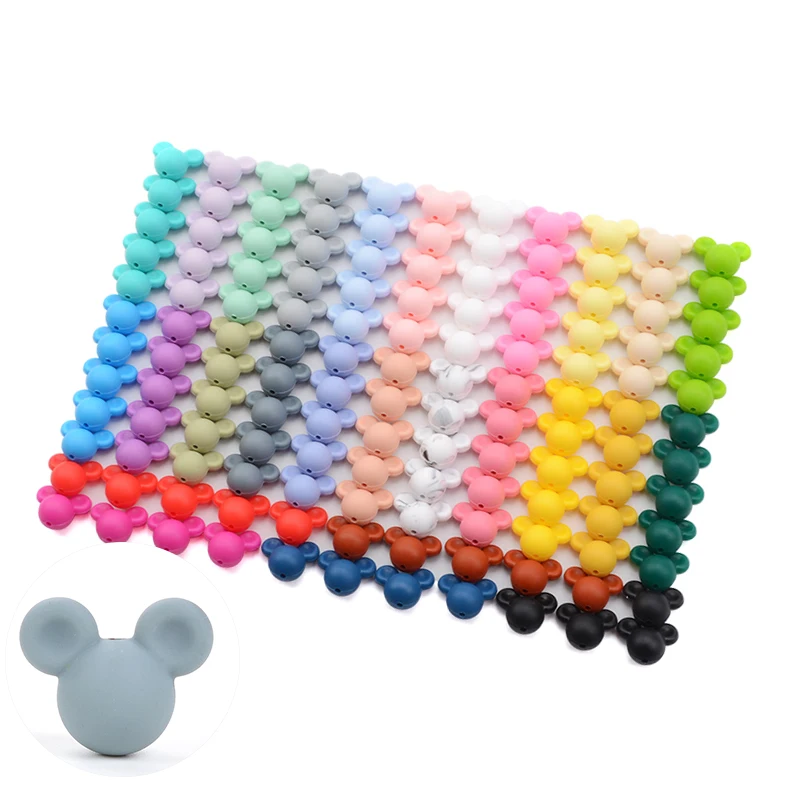 LOFCA Silicone Beads Mouse Beads 20pcs/lot Food Grade Silicone Beads Colorful Chew Necklace Bracelet Bangle Jewelry Making